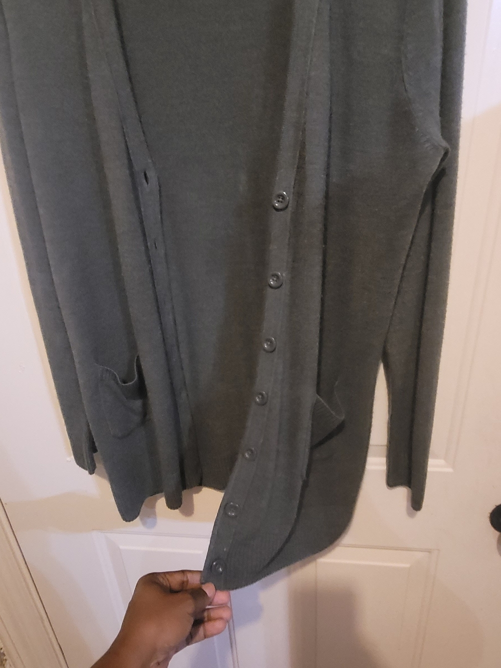 Basic Editions Olive Green Lightweight Button-Front Women's Cardigan